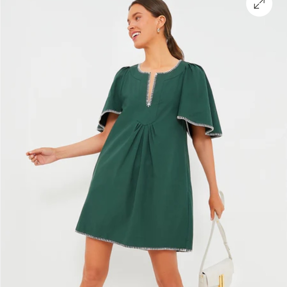 Pomander Place Green Stitch Finley Flutter Sleeve Dress NWT Tuckernuck
